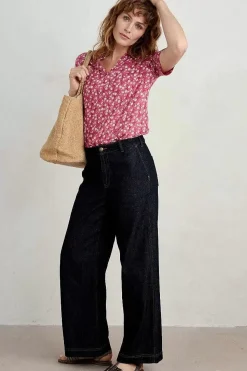 Seasalt Cornwall Tops<Misty Sky Short Sleeve Jersey Shirt Campion Vines Rose