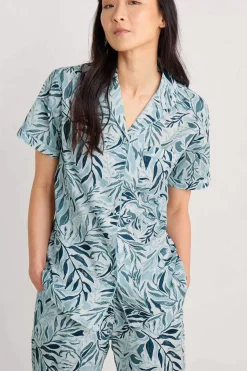Seasalt Cornwall Nightwear<Nesting Bird Short Sleeve Pyjamas Kelp Forest Reflection