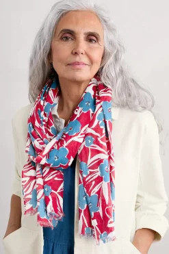Seasalt Cornwall Scarves & Shawls<New Everyday Scarf Waterway Floral Rudder Chalk