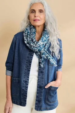 Seasalt Cornwall Scarves & Shawls<New Everyday Scarf Waterway Floral Rudder Chalk