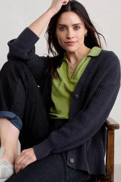 Seasalt Cornwall Tops<Owles Point Short Sleeve V-Neck Jersey Shirt Dill