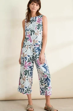 Seasalt Cornwall Trousers & Shorts<Peaceful Haven Linen Culottes Sea Frond Chalk
