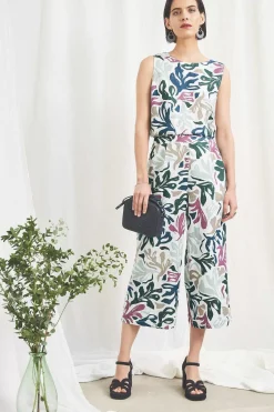Seasalt Cornwall Trousers & Shorts<Peaceful Haven Linen Culottes Sea Frond Chalk