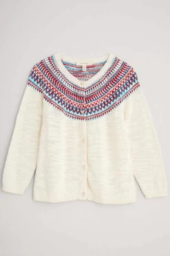 Seasalt Cornwall Knitwear<Penvoose Fair Isle Cardigan Clipper Ship Ecru Rudder