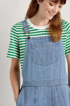Seasalt Cornwall Jumpsuits & Dungarees<Porthallow Cove Wide Leg Denim Dungaree Light Wash High Twist