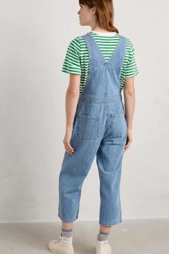 Seasalt Cornwall Jumpsuits & Dungarees<Porthallow Cove Wide Leg Denim Dungaree Light Wash High Twist