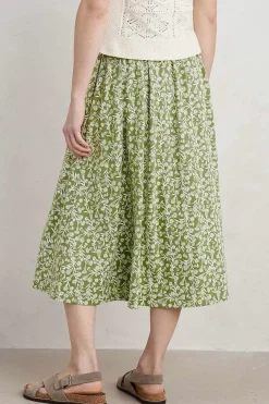 Seasalt Cornwall Skirts<Ready Sail Printed Jersey Midi Skirt Campion Vines Dill