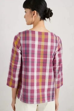 Seasalt Cornwall Tops<Riding High Checked Top Clover Buddleia