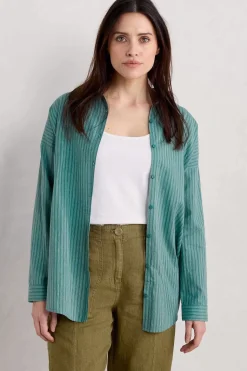 Seasalt Cornwall Tops<Rising Cotton Shirt Jibe Watercress Chalk