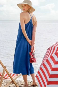 Seasalt Cornwall Dresses<River Fowey Sleeveless Linen Dress Bright Marine