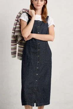 Seasalt Cornwall Dresses<River Rock Midi Pinafore Dress Dark Indigo Wash