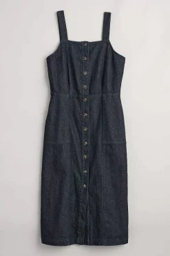 Seasalt Cornwall Dresses<River Rock Midi Pinafore Dress Dark Indigo Wash