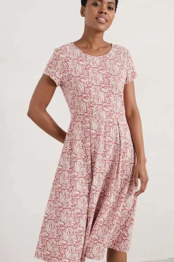 Seasalt Cornwall Dresses<Riviera Fit-And-Flare Jersey Dress Sand Ripples Barn Red