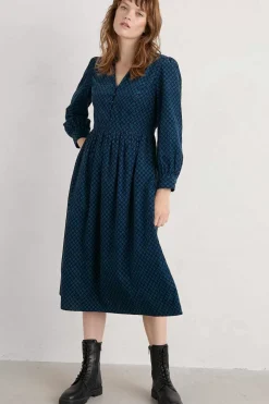 Seasalt Cornwall Dresses<Rose Cottage Printed Cord Midi Dress Patchwork Ditsy Maritime