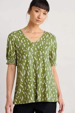 Seasalt Cornwall Tops<Rosehip V-Neck Jersey Top Dried Grass Dark Citron
