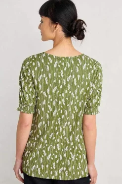 Seasalt Cornwall Tops<Rosehip V-Neck Jersey Top Dried Grass Dark Citron