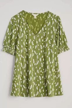 Seasalt Cornwall Tops<Rosehip V-Neck Jersey Top Dried Grass Dark Citron