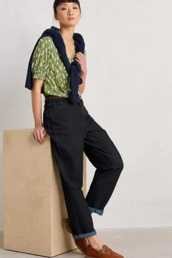 Seasalt Cornwall Tops<Rosehip V-Neck Jersey Top Dried Grass Dark Citron