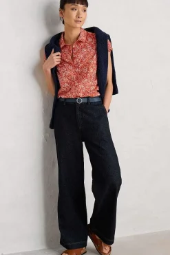 Seasalt Cornwall Tops<Rushmaker Short Sleeve Shirt Sketched Field Papaya