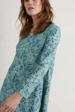 Seasalt Cornwall Tunics<Sea Cruise V-Neck Tunic (Gots) Glazed Foliage Sea Holly