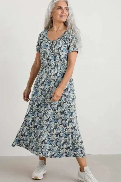 Seasalt Cornwall Dresses<Sea Studio Short Sleeve Dress Companion Border Light Nickel