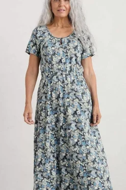 Seasalt Cornwall Dresses<Sea Studio Short Sleeve Dress Companion Border Light Nickel