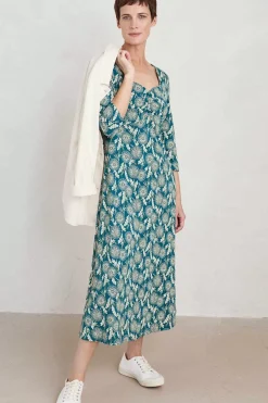Seasalt Cornwall Dresses<Secret Cove 3/4 Sleeve Midi Dress Dandelion Seed Seaway