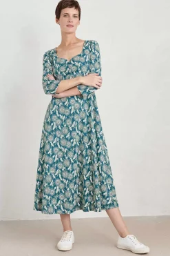 Seasalt Cornwall Dresses<Secret Cove 3/4 Sleeve Midi Dress Dandelion Seed Seaway