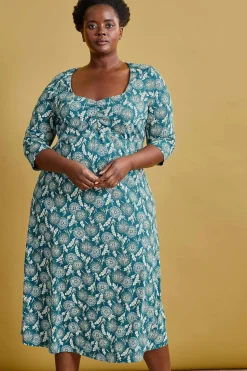 Seasalt Cornwall Dresses<Secret Cove 3/4 Sleeve Midi Dress Dandelion Seed Seaway