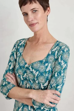 Seasalt Cornwall Dresses<Secret Cove 3/4 Sleeve Midi Dress Dandelion Seed Seaway