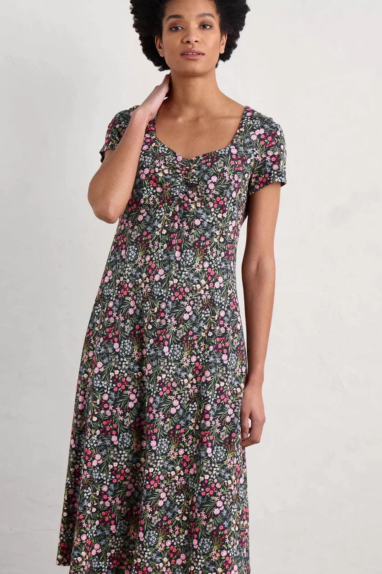 Seasalt Cornwall Dresses<Secret Cove Empire Line Midi Dress Campion Field Maritime