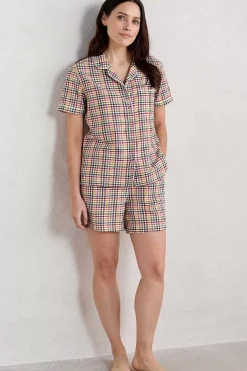 Seasalt Cornwall Nightwear<Senara Checked Summer Pyjamas Quartz Mini Pebble Multi
