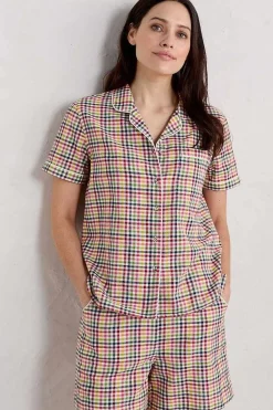 Seasalt Cornwall Nightwear<Senara Checked Summer Pyjamas Quartz Mini Pebble Multi