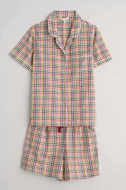 Seasalt Cornwall Nightwear<Senara Checked Summer Pyjamas Quartz Mini Pebble Multi