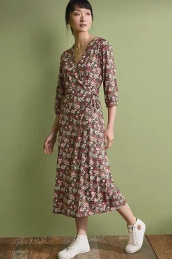 Seasalt Cornwall Dresses<Sowena Jersey Wrap Dress Companion Border Terracotta