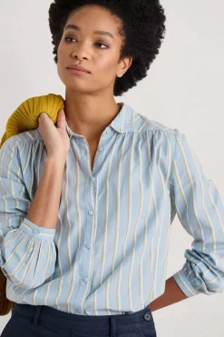 Seasalt Cornwall Tops<Spiral Flight Striped Shirt (Gots) Cornflower Blue Fog