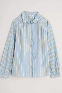 Seasalt Cornwall Tops<Spiral Flight Striped Shirt (Gots) Cornflower Blue Fog