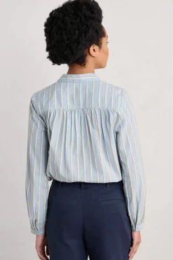 Seasalt Cornwall Tops<Spiral Flight Striped Shirt (Gots) Cornflower Blue Fog