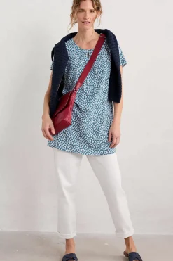 Seasalt Cornwall Tunics<Star Dance Short Sleeve Tunic Seaweed Frond Chalk