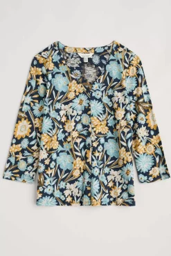 Seasalt Cornwall Tops<Studio Glass 3/4 Sleeve Top Floral Terrain Maritime