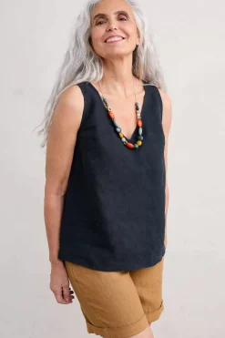 Seasalt Cornwall Tops<Sunlit Seagrass Linen Vest Maritime