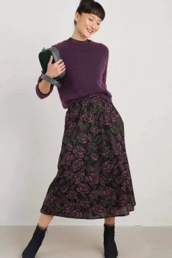 Seasalt Cornwall Skirts<Tawny Owl Midi Skirt Tapestry Bloom Grape