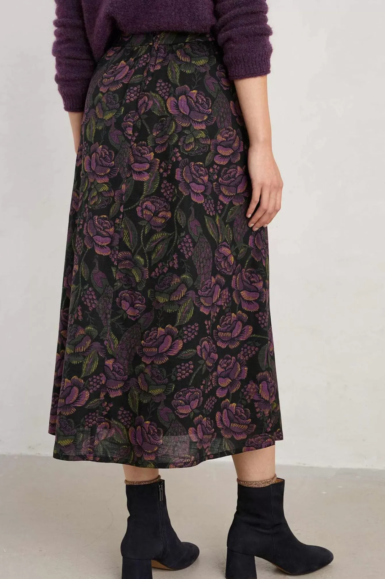 Seasalt Cornwall Skirts<Tawny Owl Midi Skirt Tapestry Bloom Grape