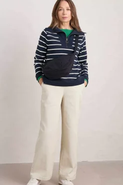 Seasalt Cornwall Tops<Tideline Collared Sweatshirt Amaranthe Maritime Chalk
