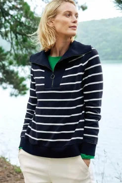 Seasalt Cornwall Tops<Tideline Collared Sweatshirt Amaranthe Maritime Chalk