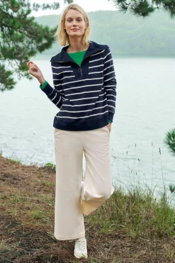 Seasalt Cornwall Tops<Tideline Collared Sweatshirt Amaranthe Maritime Chalk