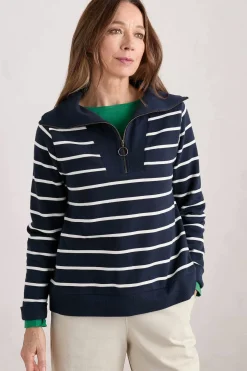 Seasalt Cornwall Tops<Tideline Collared Sweatshirt Amaranthe Maritime Chalk
