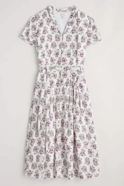Seasalt Cornwall Dresses<Top Terrace Fit-And-Flare Dress Ink Stamp Floral Chalk