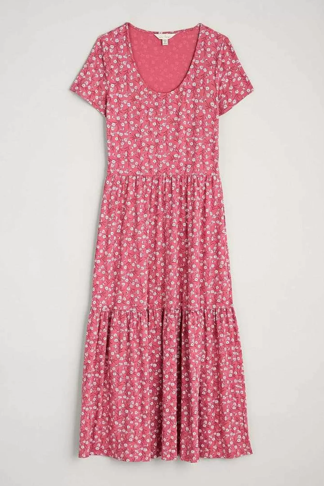 Seasalt Cornwall Dresses<Tor View Short Sleeve Tiered Jersey Dress Campion Vines Rose