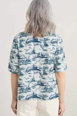 Seasalt Cornwall Tops<Treasury Short Sleeve Blouse Toile Seaside Chalk